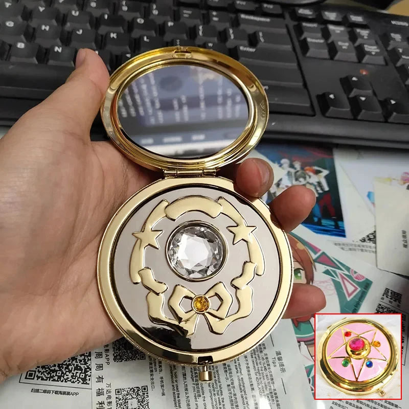EDC Portable Cartoon Anime Moon Periphery Transforming Mirror Personality Girl Portable Makeup Mirror Small Mirror Gift