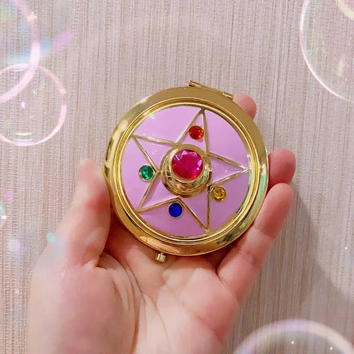 EDC Portable Cartoon Anime Moon Periphery Transforming Mirror Personality Girl Portable Makeup Mirror Small Mirror Gift