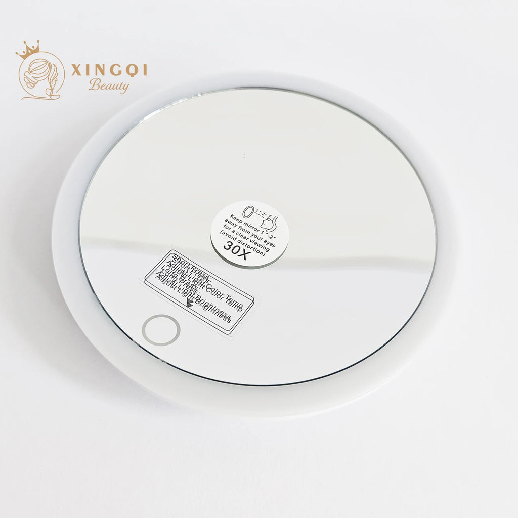 6"led mirror makeup vanity magnifying 5x 10x 20x 30x makeup led daylight mirror three lights home round lighted vanity mirror