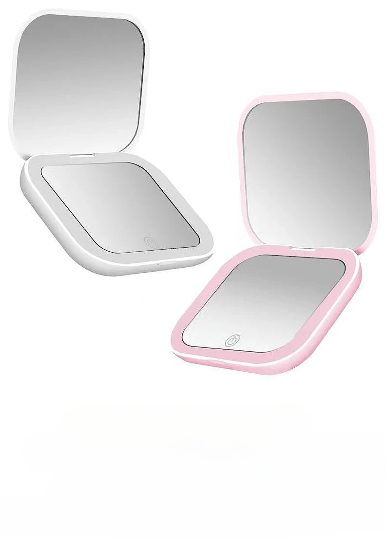 Mini Portable Folding Makeup Mirror Led Lights Magnifying Compact Pocket Travel Aesthetic Vanity Mirrors Make Up Tools
